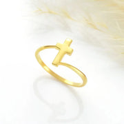 14k Gold filled Cross ring on a light background